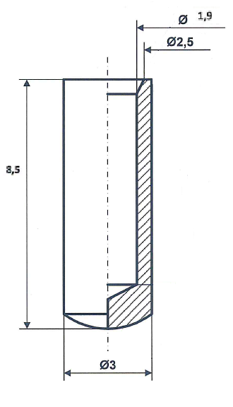 Fix Nippel FN 4050 Endhülse 3,0 x 8,5 / Loch.-Ø 1,9 Messing vernickelt