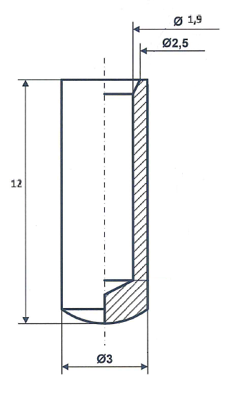 Fix Nippel FN 4051 Endhülse 3,0 x 12 / Loch.-Ø 1,9 Messing vernickelt