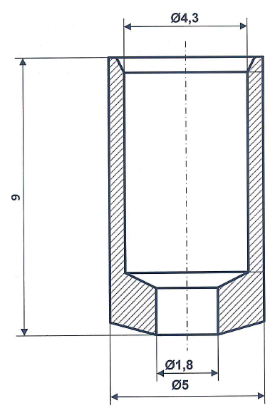 Fix Nippel FN 4053 Abschlusshülse 5,0 / 4,3 x 9 Messing vernickelt Bohr- Ø 1,8 mm