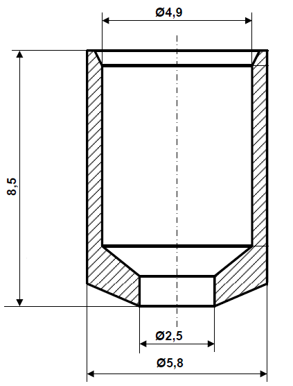 Fix Nippel FN 4055 Abschlusshülse 5,8 / 4,9 x 8,5 Messing vernickelt Bohr- Ø 2,5 mm