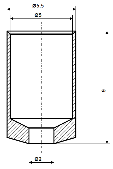 Fix Nippel FN 4060 Abschlusshülse 5,5 / 5,0 x 9 Messing vernickelt Bohr- Ø 2,0 mm