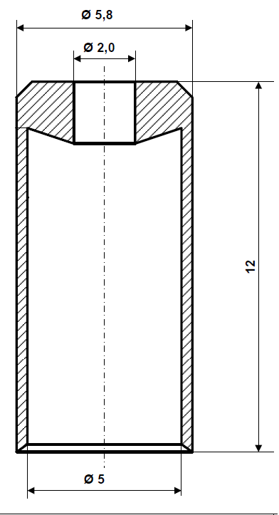 Fix Nippel FN 4061 Abschlusshülse 5,8 / 5,0 x 12 Messing schwarz verzinkt Bohr- Ø 2,0 mm