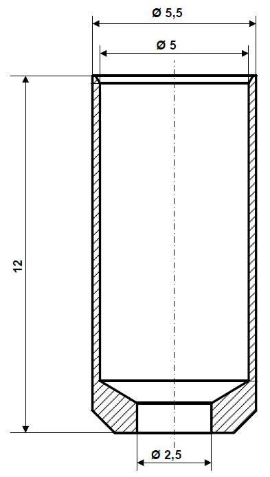 Fix Nippel FN 4062 Abschlusshülse 5,5 / 5,0 x 12 Messing vernickelt Bohr- Ø 2,5 mm