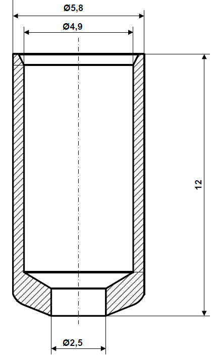 Fix Nippel FN 4065 Abschlusshülse 5,8 / 4,9 x 12 Messing vernickelt Bohr- Ø 2,5 mm
