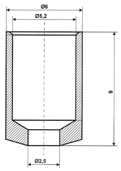 Fix Nippel FN 4070 Abschlusshülse 6 / 5,2 x 9 Messing vernickelt Bohr- Ø 2,5 mm