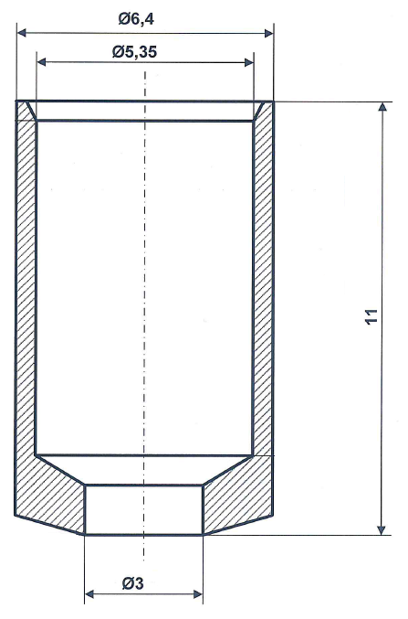 Fix Nippel FN 4072 Abschlusshülse 6,4 / 5,35 x 11 Messing vernickelt Bohr- Ø 3,0 mm