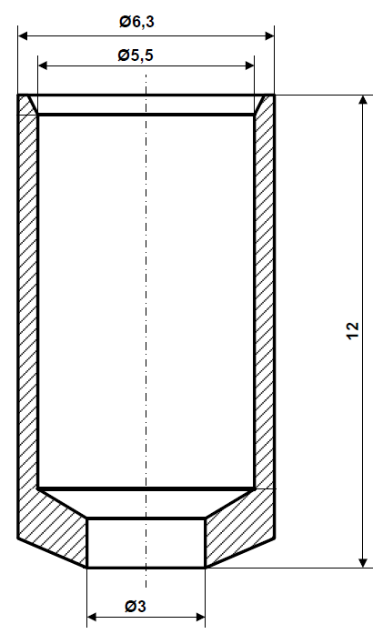 Fix Nippel FN 4075 Abschlusshülse 6,3 / 5,5 x 12 Messing vernickelt Bohr- Ø 3,0 mm
