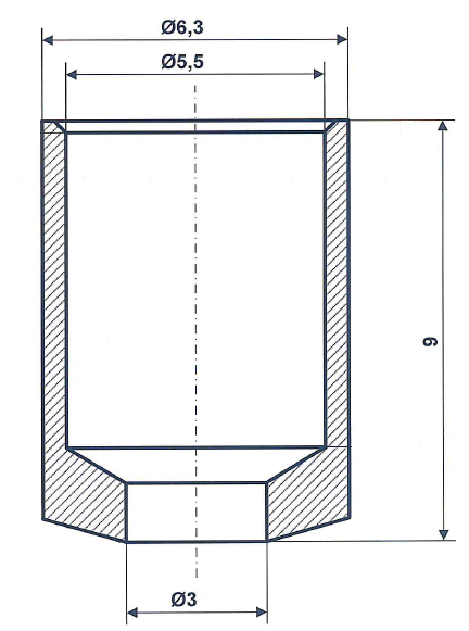 Fix Nippel FN 4080 Abschlusshülse 6,3 / 5,5 x 9 Messing vernickelt Bohr- Ø 3,0 mm
