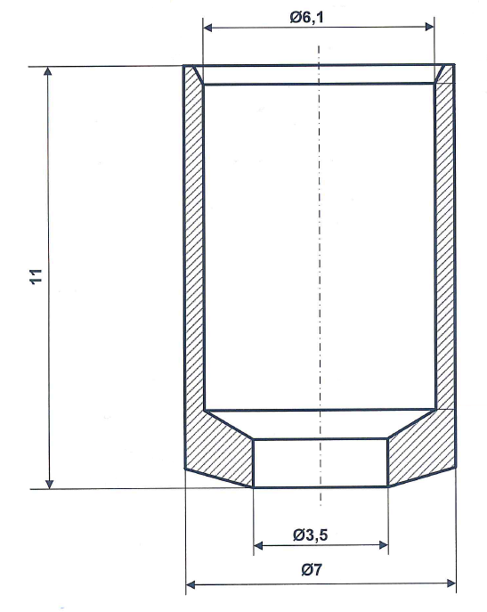 Fix Nippel FN 4084 Abschlusshülse 7,0 / 6,1 x 11 Messing vernickelt Bohr- Ø 3,5 mm