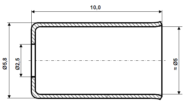 Fix Nippel FN 4115 Endhülse 5,8 / 5,1 x 10 / Loch- Ø 2,5 Stahl verzinkt