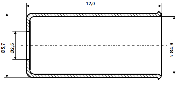 Fix Nippel FN 4120 Endhülse 5,7 / 4,9 x 12 / Loch- Ø 2,5 Stahl verzinkt