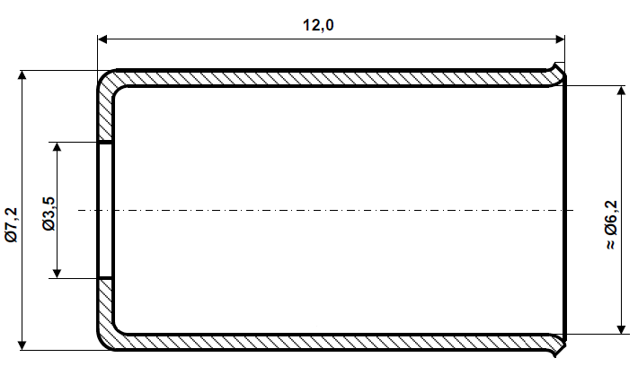 Fix Nippel FN 4135 Endhülse 7,2 / 6,2 x 12 / Loch- Ø 3,5 Stahl verzinkt