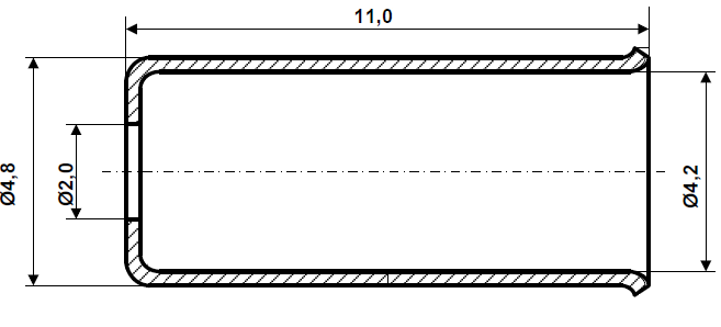 Fix Nippel FN 4150 Endhülse 4,8 / 4,1 x 11 / Loch- Ø 2,0 Stahl verzinkt