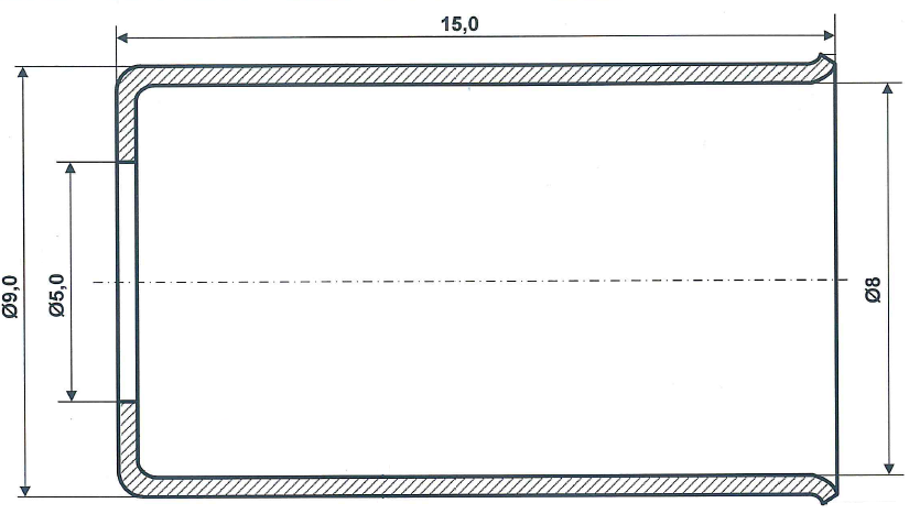 Fix Nippel FN 4155 Endhülse 9,0 / 8,0 x 15 / Loch- Ø 5,0 Stahl verzinkt