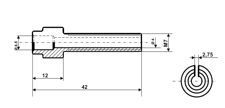 Fix Nippel FN 4220 Rändelstellschraube, geschlitzt M 7 x 42/30 Messing vernickelt mit Rändelmutter