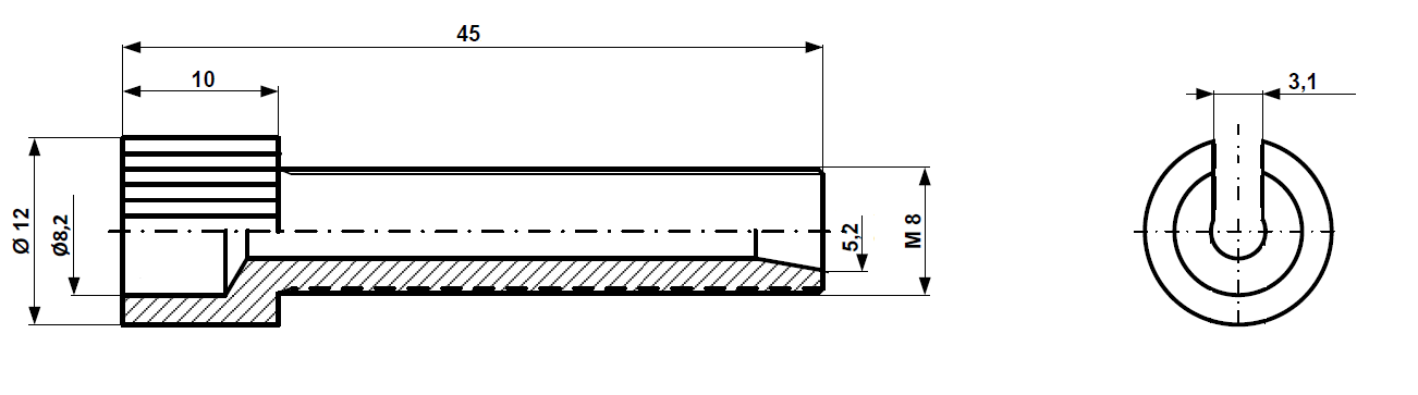 Fix Nippel FN 4241 Rändelstellschraube M 8 x 45/35 geschlitzt Messing vernickelt