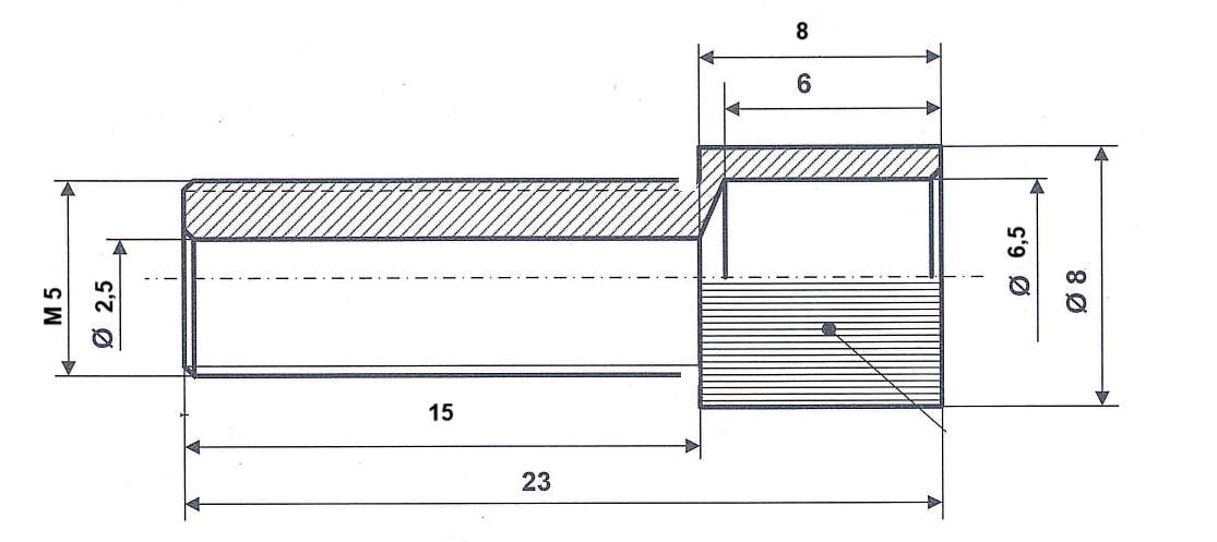 Fix Nippel FN 8060 Rändelstellschraube M 5 x 23/15 Messing vernickelt mit Mutter