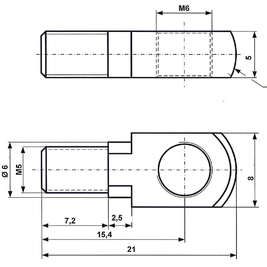 Fix Nippel FN 8049 6-Kt Stellschraube M 6 x 40/30 Messing vernickelt mit Querbolzen
