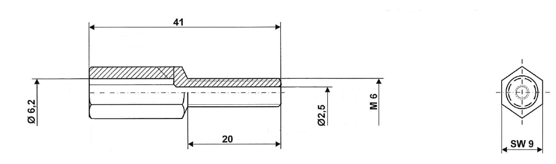 Fix Nippel FN 4275 6-Kt Stellschraube M 6 x 41/20 Messing vernickelt mit Mutter