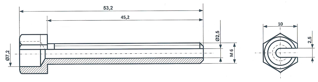 Fix Nippel FN 4401 6-Kt Stellschraube M 6 x 53/45 geschlitzt Messing vernickelt