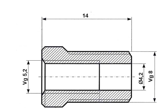 Fix Nippel FN 4620 Adapter VG 8 / VG 5,2  x 14 Messing