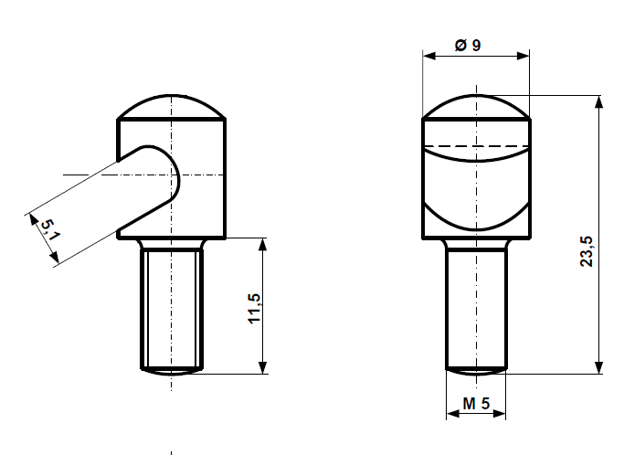 Fix Nippel FN 5300 Strebenbolzen M 5 x 23,5/11,5 (Ø 5,1) Stahl verzinkt