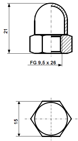 Fix Nippel FN 7015 Sechskant - Hutmuttern mit Fahrradgewinde FG 9,5 Stahl verzinkt