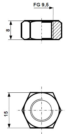 Fix Nippel FN 7053 Sechskant - Achsmutter mit Fahrrad - Gewinde FG 9,5 HR Stahl verzinkt