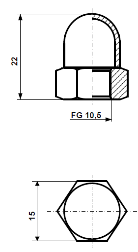 Fix Nippel FN 7071 Sechskant - Hutmuttern mit Fahrradgewinde FG 10,5 Stahl verzinkt