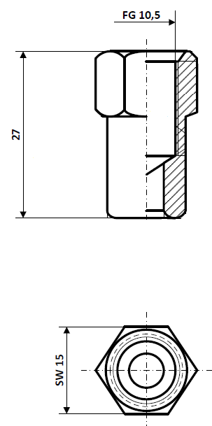 Fix Nippel FN 7073 Kettenleitmuttern FG 10,5 Stahl verchromt