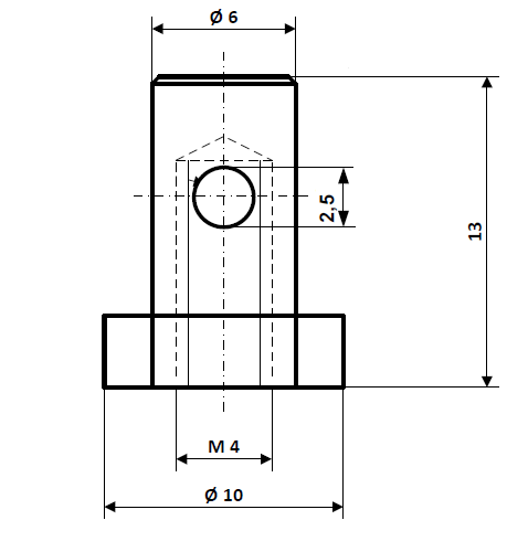 Fix Nippel FN 8248 Schraubnippel MS 10 x 13 Bohr- Ø 2,5 Messing vernickelt