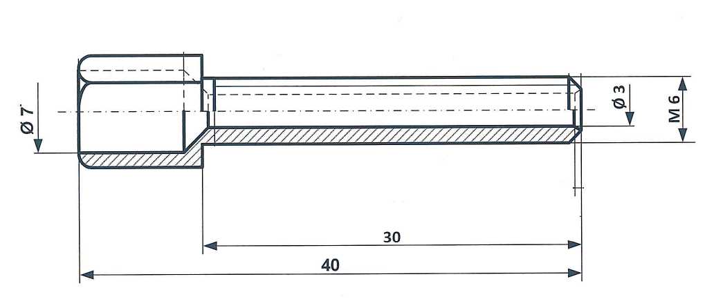 Fix Nippel FN 8049 6-Kt Stellschraube M 6 x 40/30 Messing vernickelt mit Querbolzen