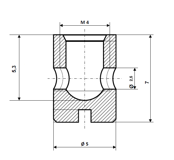 Fix Nippel FN 8205 Schraubnippel MS 5 x 7 Bohr- Ø 2,5 Messing vernickelt